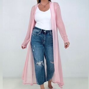 Zenana Outfitters Light Pink Sheer Cardigan